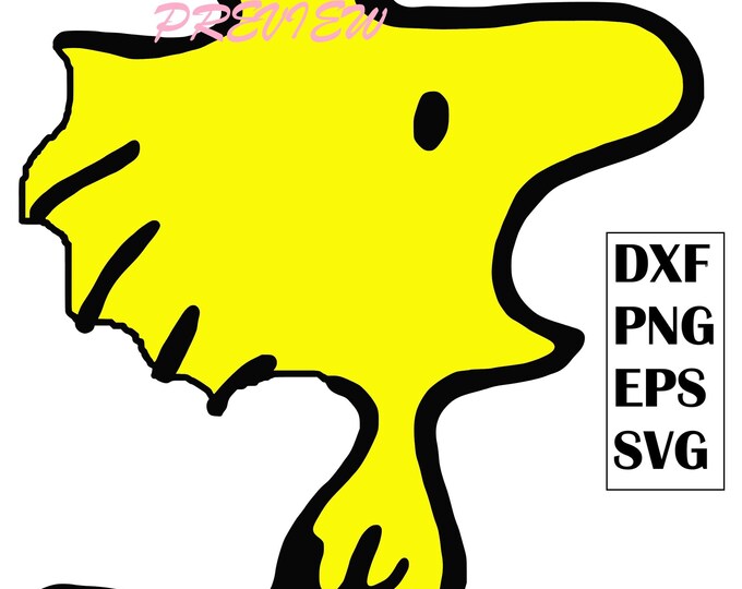 Yellow Cartoon Bird Side Profile – Vector Outline DXF PNG EPS Svg