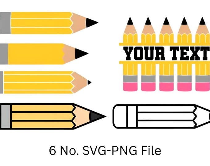 Pencil SVG & PNG Bundle – 6 Back-to-School Designs for Cricut and Silhouette