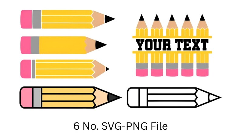 Pencil SVG & PNG Bundle – 6 Back-to-school Designs for Cricut and ...