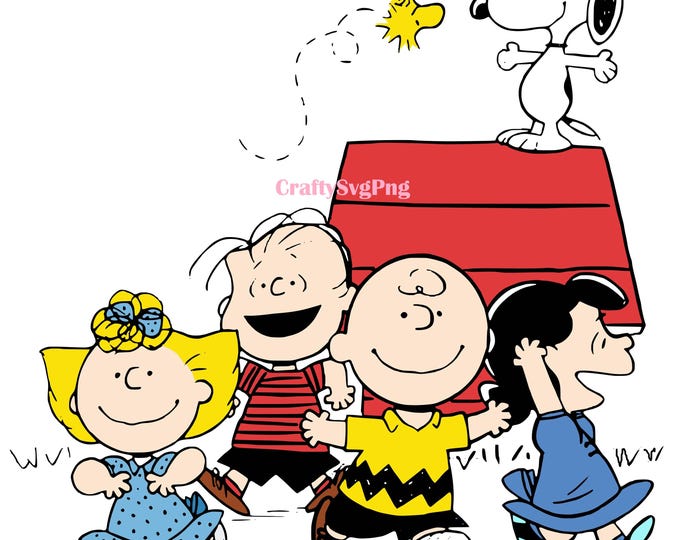 Snoopy Inspired Cartoon Dog & Friends Clipart | Retro Dog SVG PNG JPG Eps Dxf Pdf| Kids Room Wall Art | Digital Download