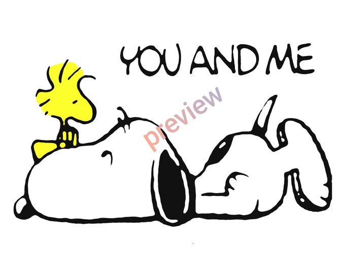 Cute Sleeping Puppy & Bird SVG | You And Me Quote PNG | Cartoon Dog Cricut Cut File | Digital Download