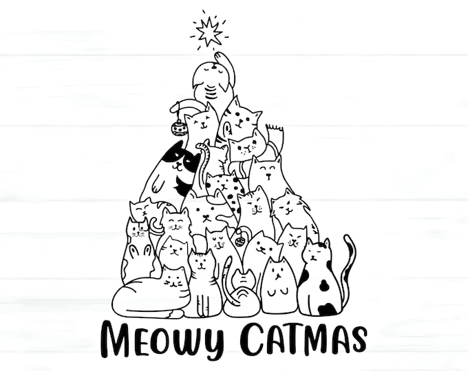 Meowy Catmas SVG, PNG, DXF - Meowy Christmas svg, Catmas svg