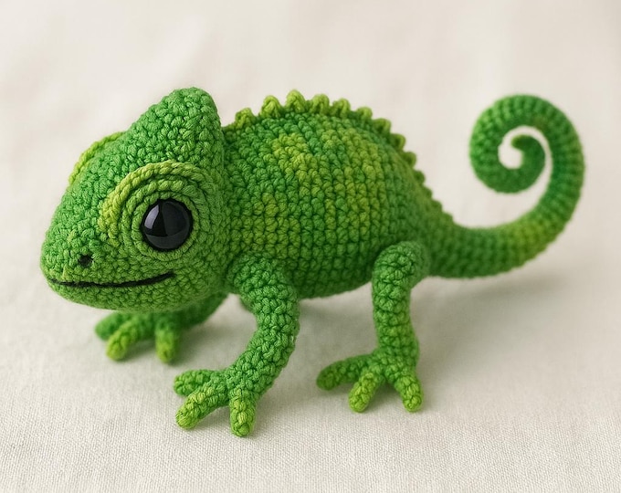 Crochet Chameleon Pattern | Amigurumi Reptile Plush | Realistic Chameleon Toy | PDF Digital Download | Cute Crochet Animal Pattern