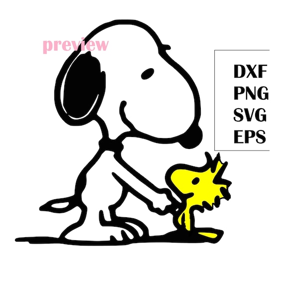 Cute Beagle Dog and Little Bird Cartoon – Friendship Clipart – Digital Download SVG PNG Dxf Eps