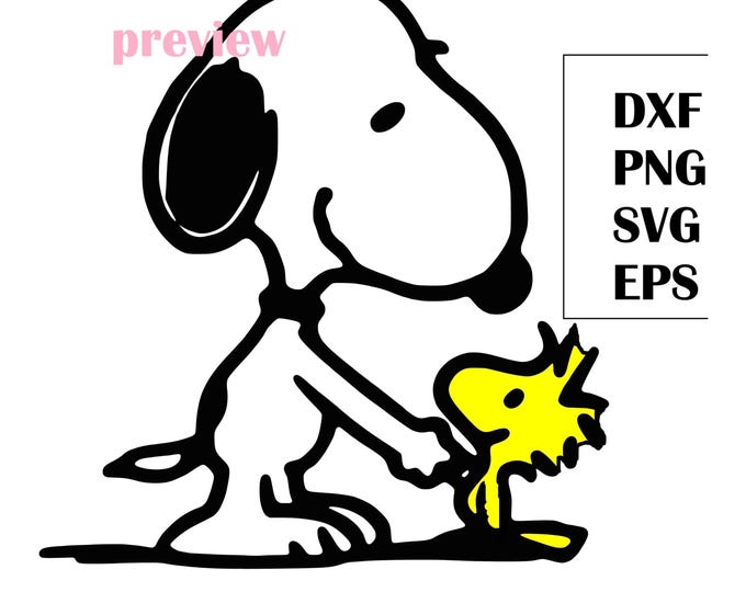 Cute Beagle Dog and Little Bird Cartoon – Friendship Clipart – Digital Download SVG PNG Dxf Eps