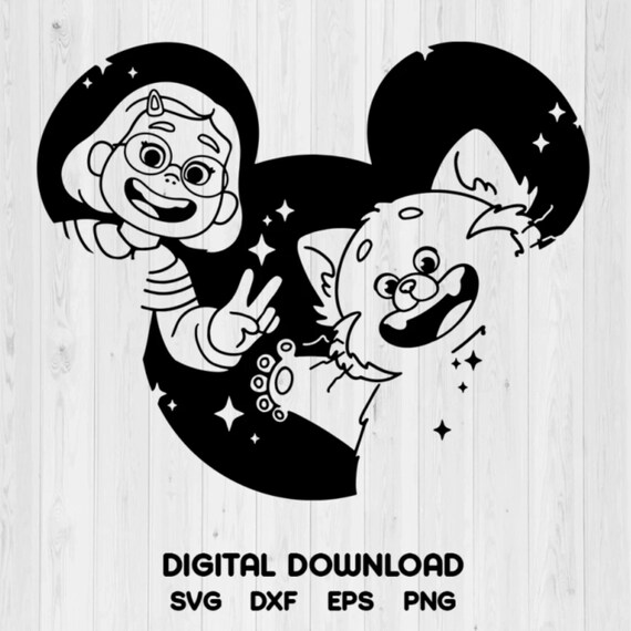 1 SVG/PNG/Dxf/Eps  Cute Red Panda Girl Silhouette –  Digital Download for Cricut and Silhouette