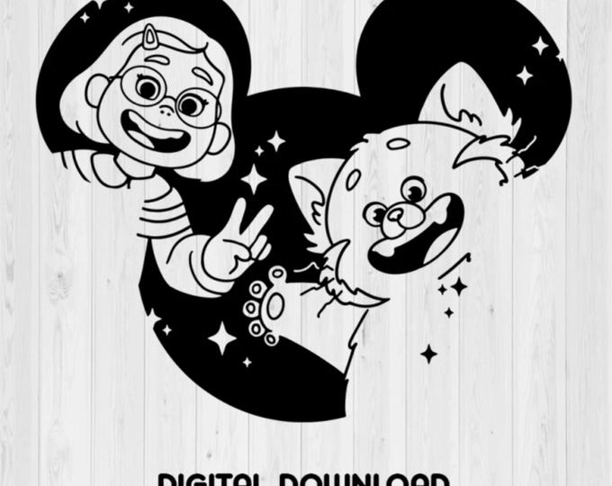 1 SVG/PNG/Dxf/Eps  Cute Red Panda Girl Silhouette –  Digital Download for Cricut and Silhouette