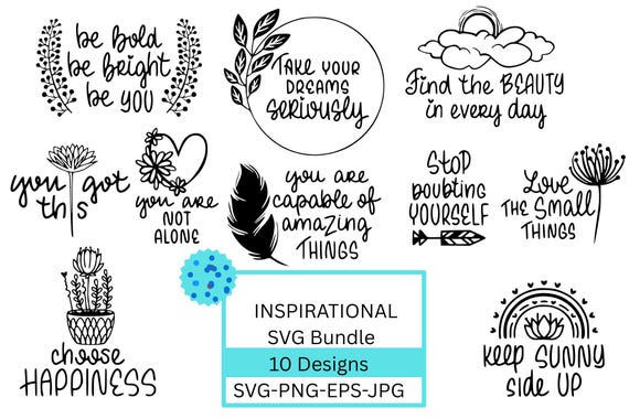 Inspirational Quotes SVG Bundle | Positive Affirmations