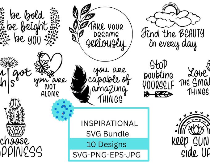 Inspirational Quotes SVG Bundle | Positive Affirmations