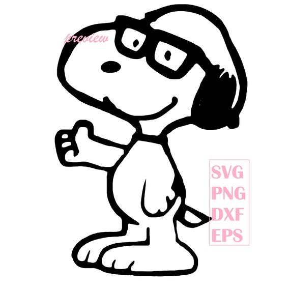 Cool Beagle Dog with Glasses – Cartoon Puppy Outline – Digital Download SVG PNG DXF Eps