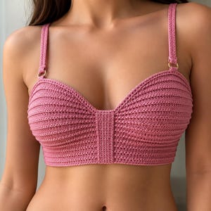Virkat plyschbralettemönster PDF | Horisontellt ribbat bralette-virkmönster | DIY-underklädetopp | Nybörjarvänlig | Direkt nedladdning