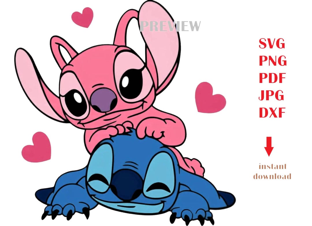 Cute Pink and Blue Alien Couple – SVG, PNG, PDF Digital Files for ...
