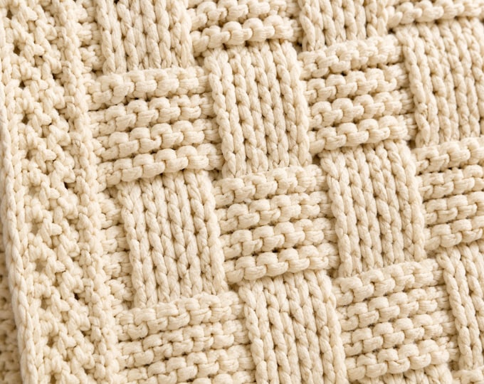 Basketweave Crochet Blanket Pattern PDF, Textured Baby Blanket Crochet Pattern, FPdc BPdc Afghan Throw, Custom Size Blanket