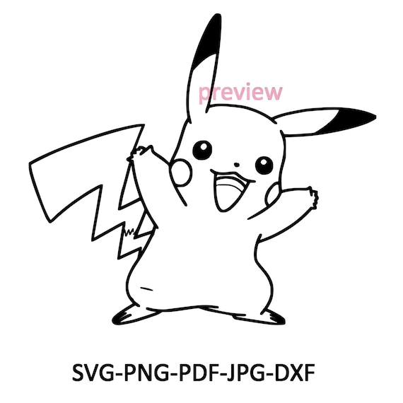 Pikachu Outline SVG PNG dxf jpg pdf