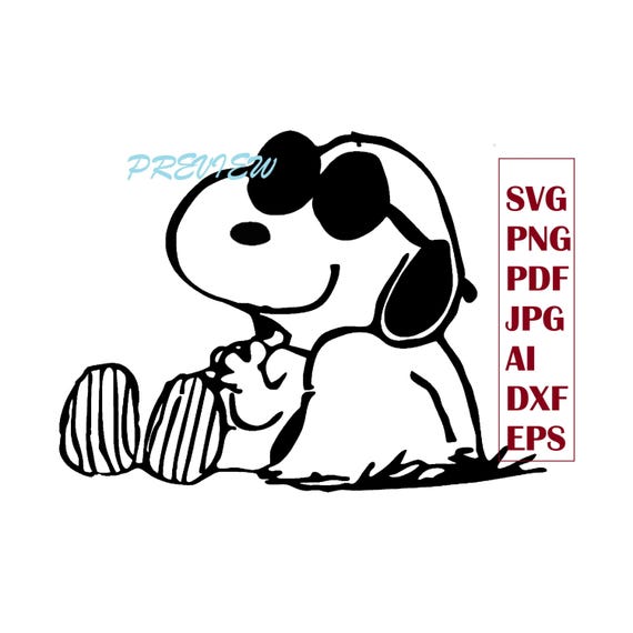 Cool Cartoon Dog resting Wearing Sunglasses – Vector Outline SVG PNG PDF Jpg Ai Dxf Eps