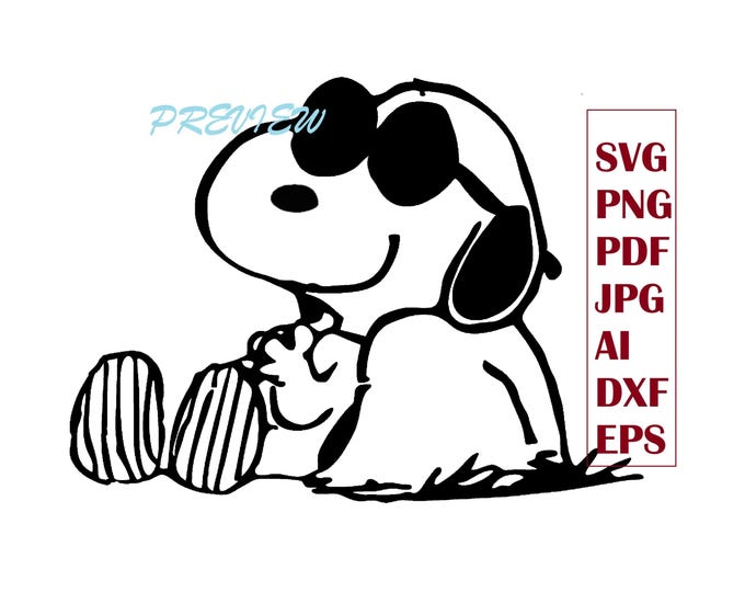 Cool Cartoon Dog resting Wearing Sunglasses – Vector Outline SVG PNG PDF Jpg Ai Dxf Eps