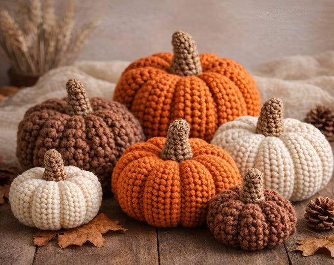 Crochet Pumpkin Pattern PDF, Textured Fall Pumpkins, Segmented Round Pumpkin, Halloween Decor, Amigurumi Pattern