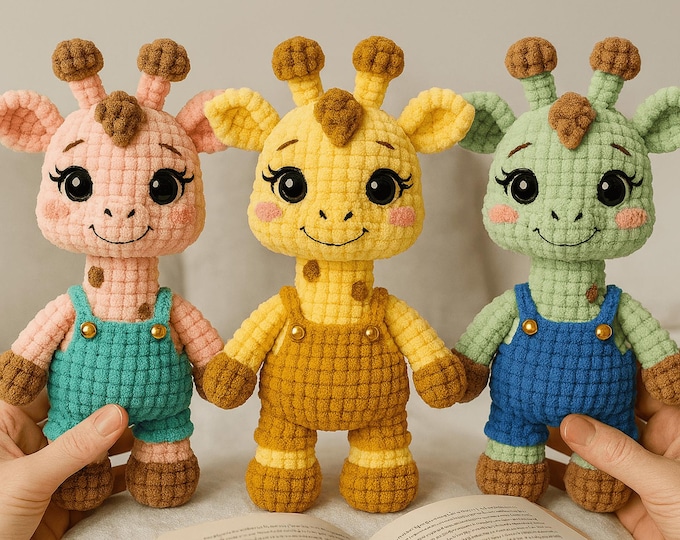 Crochet Pattern Giraffe Amigurumi PDF | Plush Toy Tutorial | Handmade Stuffed Animal in Overalls | DIY Amigurumi Plush