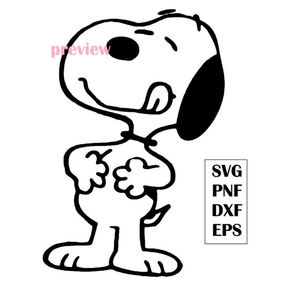 Cute Cartoon Beagle Dog Outline – Standing Puppy Clipart – Digital Download SVG PNG DXF Eps, Dog sticking out the tongue