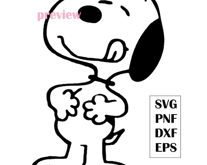 Cute Cartoon Beagle Dog Outline – Standing Puppy Clipart – Digital Download SVG PNG DXF Eps, Dog sticking out the tongue