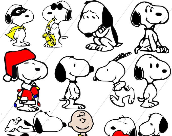 18  SVG/PNG Best Designs Bundle , Cute Cartoon Beagle Dog, Snoopy Inspired Beagle dog SVG Bundle