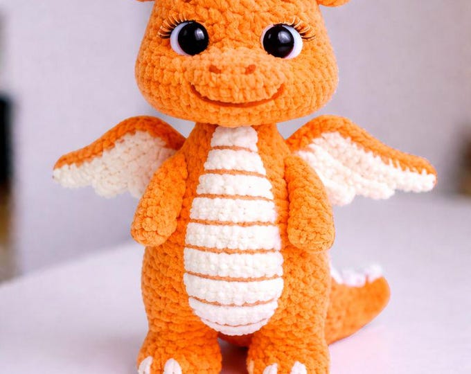 Crochet Dragon Plush Pattern | Cute Amigurumi Dragon Toy | PDF Crochet Pattern | Beginner Friendly | Digital Download