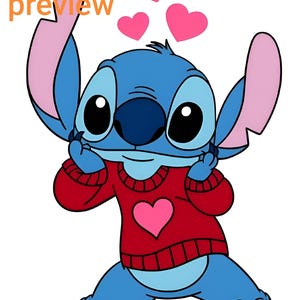Cute Blue Alien in Heart Sweater Clipart | Valentine Cartoon SVG PNG Jpg png pdf for Crafts
