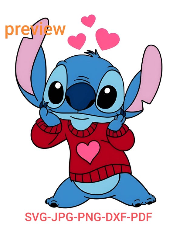 Cute Blue Alien in Heart Sweater Clipart | Valentine Cartoon SVG PNG Jpg png pdf for Crafts