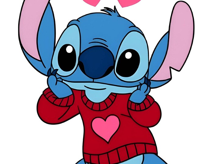 Cute Blue Alien in Heart Sweater Clipart | Valentine Cartoon SVG PNG Jpg png pdf for Crafts
