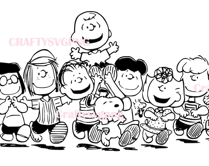 Friendly Cartoon Kids Gang SVG | Retro Kids Clipart PNG SVG | Cute Group Character Cut File for Cricut and Silhouette