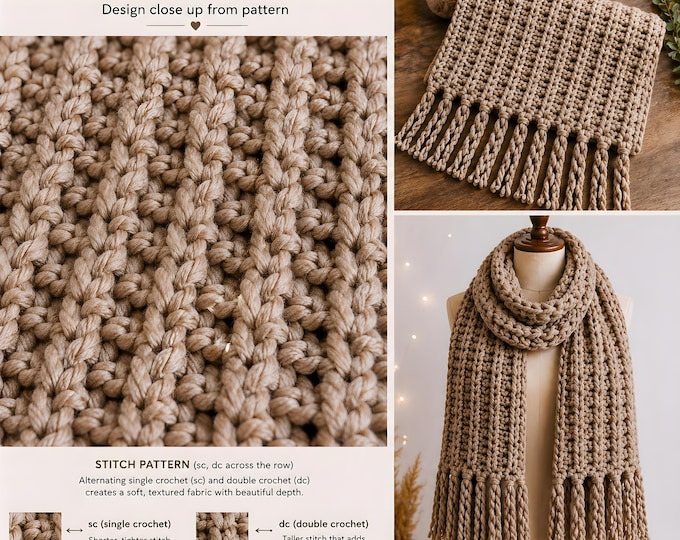 Oversized Chunky Crochet Blanket Scarf Pattern | Beginner Friendly Super Bulky Winter Wrap | Cozy Textured Scarf PDF