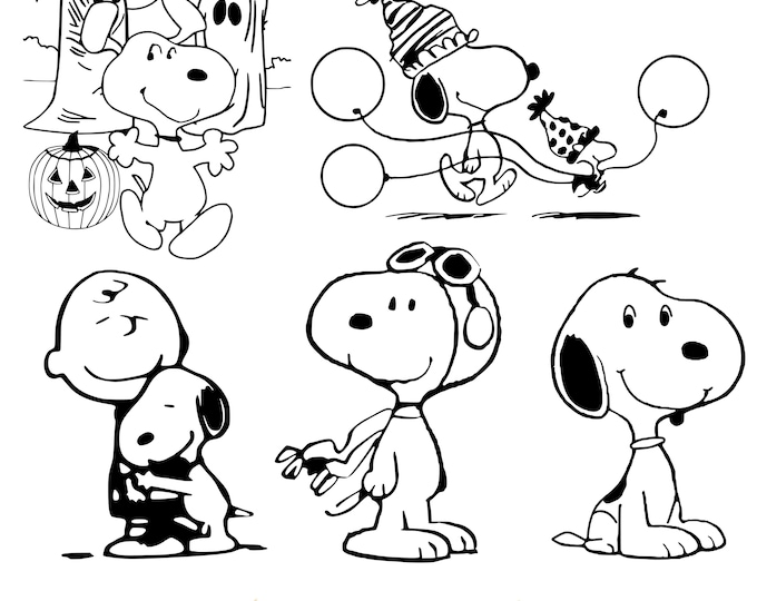 Cute Cartoon Beagle Dog Clipart Bundle | Halloween, Party & Pilot Dog SVG PNG | Dog Lover Cricut Files for T-Shirts, Stickers and Crafts