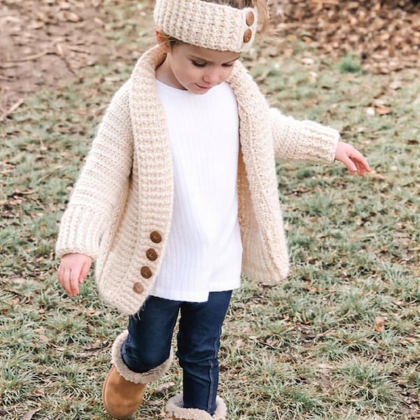 Patrón PDF de cárdigan y diadema de crochet ligero y aireado / Cárdigan raglán de arriba hacia abajo / Tallas para bebés, niños y adultos / Suéter fácil de usar