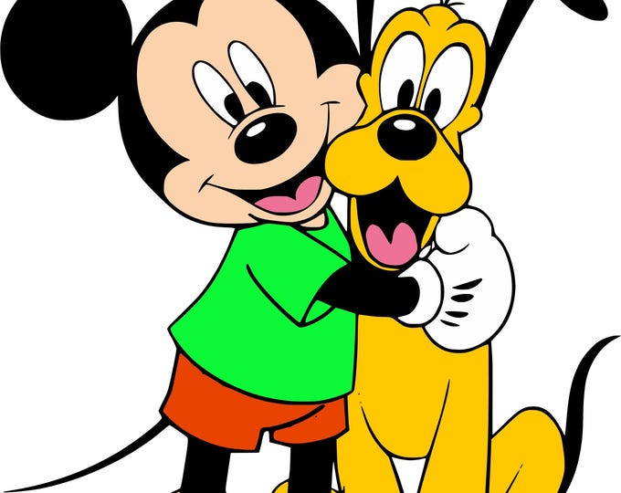 Cute Cartoon Mouse & Dog Hug Clipart | Retro Friends Digital Download | Png Svg Eps Jpg Dxf Pdf for Cricut Silhouette