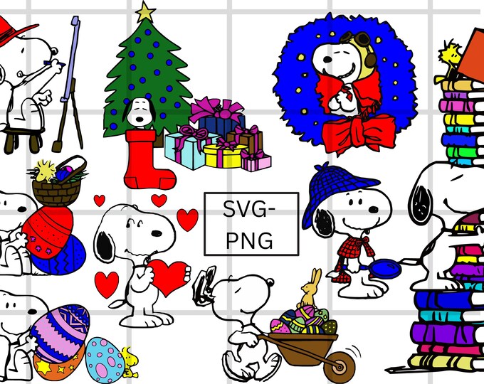 Dog Cartoon SVG PNG Bundle | Holiday Clip Art (Instant Download)