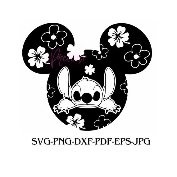 Cute Alien Character in Floral Mouse Head Silhouette – SVG, PNG, DXF, Pdf, Eps, Jpg