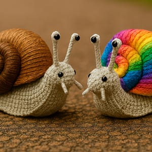 Hyperrealistisch en regenbooggehaakt slakknuffelpatroon | Amigurumi-pdf-zelfstudie | Direct downloaden