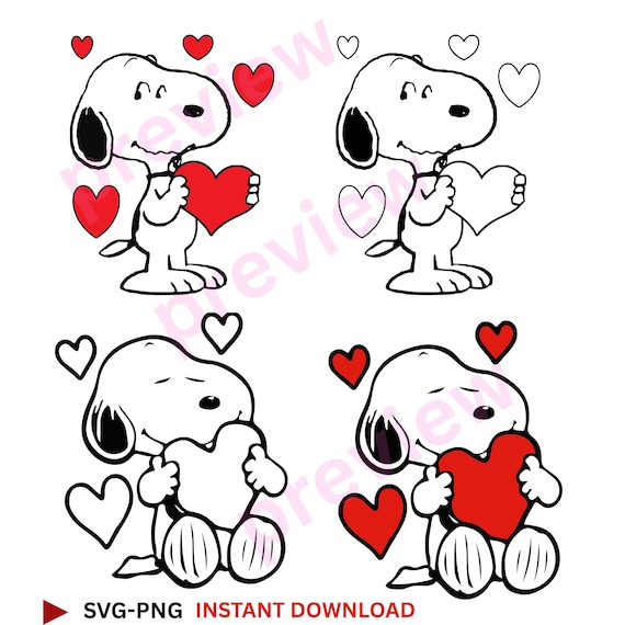 Cute Cartoon Dog Heart SVG Bundle | Love Puppy Clipart PNG | Valentine's Day Dog Cut File | Instant Download for Cricut & Silhouette