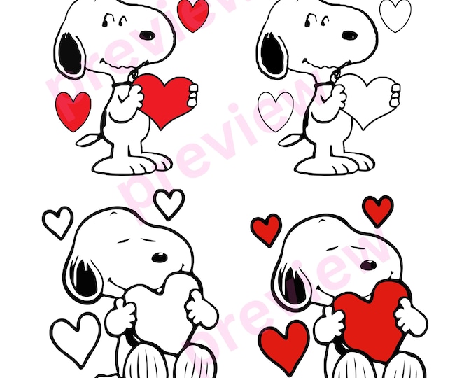 Cute Cartoon Dog Heart SVG Bundle | Love Puppy Clipart PNG | Valentine's Day Dog Cut File | Instant Download for Cricut & Silhouette