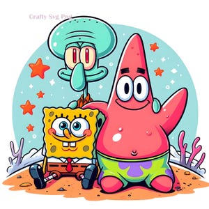 Colorful Cute Underwater Friends Clipart PNG – Fun Ocean Cartoon Characters Digital Download for Sublimation & Crafts