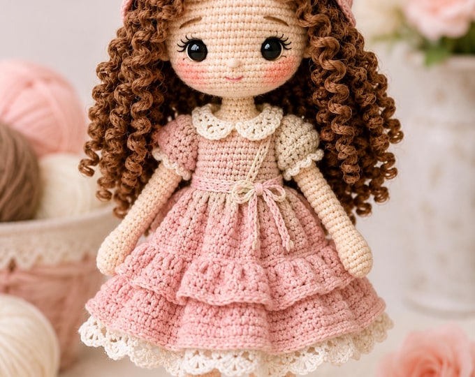 Ultimate Amigurumi Doll Masterclass Crochet Pattern PDF, 67 Page Beginner Friendly Doll Tutorial, Dress, Hat, Ringlet Hair