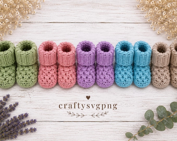 Combat Boot Baby Booties Crochet Pattern PDF English Only – Beige Construction Style Baby Boots – Trendy Newborn Booties Pattern