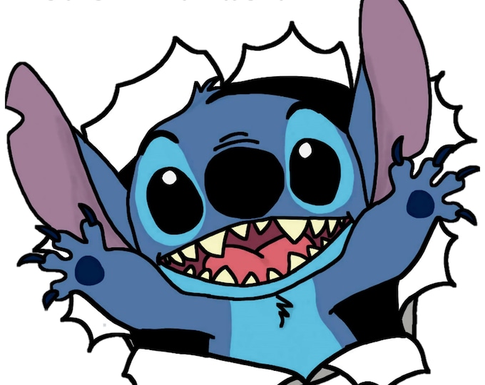 Excited Cartoon Alien Character Bursting Through Paper Background