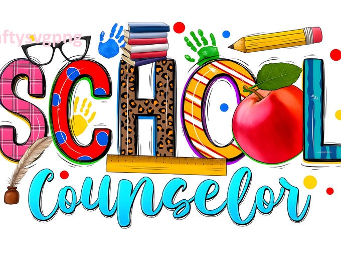 School Counselor Png, Western PNG, School Png, Teacher png, Pencil png, Sublimation Design, Digital Download, Western, Counselor Png