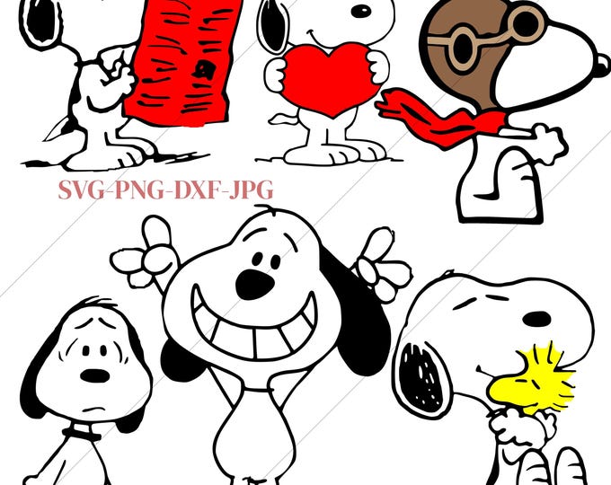 Cute Cartoon Puppy Svg Bundle | Retro Dog Clipart Png | Cricut Silhouette Dxf Eps Digital Download
