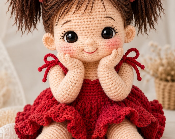 Baby Doll Crochet Pattern PDF English – Amigurumi Baby Doll with Removable Dress Outfits – Intermediate to Advanced