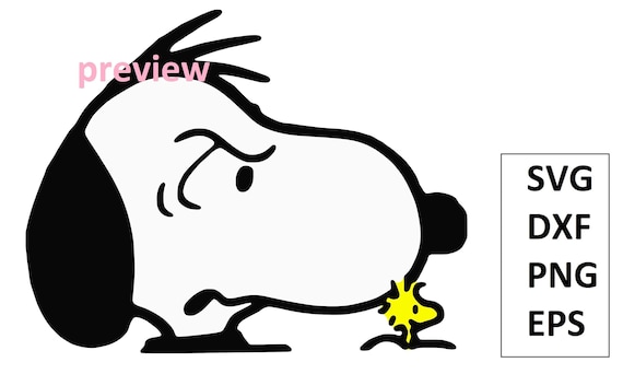 Cute Cartoon Beagle Dog with Small Bird – Black Outline SVG PNG Clipart