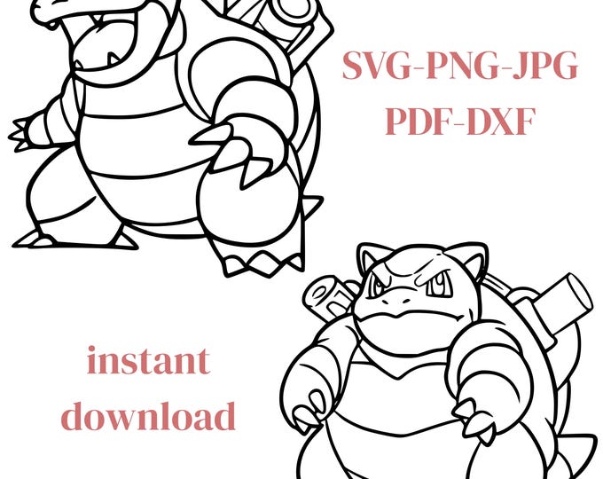 Cute Water Turtle Monster Svg Bundle | Fantasy Creature Clipart | Png Svg Dxf Pdf Jpg for Cricut Silhouette