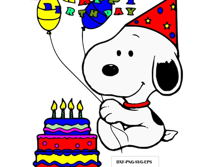 Cute Birthday Puppy Svg | Cartoon Dog Party Clipart | Png Eps Dxf Cricut Silhouette Cut File