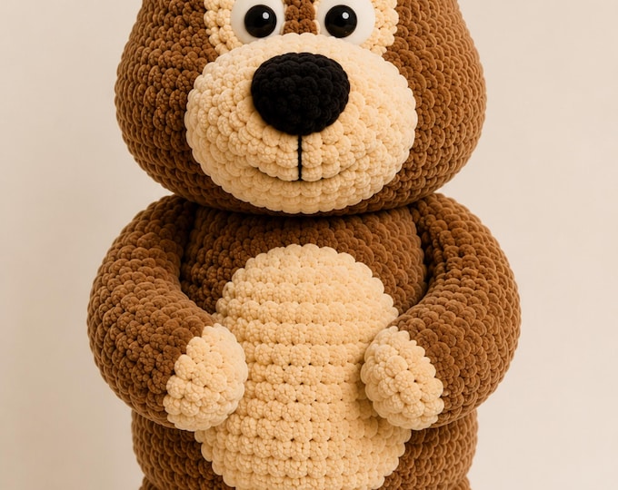 Upright Cartoon Bear Amigurumi Crochet Pattern PDF – English – Himalaya Baby Plush Soft Yarn